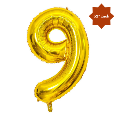 32” Inch Number Foil Balloon: Big Size Golden, Silver & Black Number Foil Balloon for Birthday, Anniversary & Party Decor Essential -(1 Pcs)