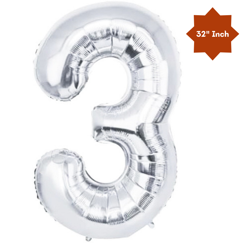 32” Inch Number Foil Balloon: Big Size Golden, Silver & Black Number Foil Balloon for Birthday, Anniversary & Party Decor Essential -(1 Pcs)