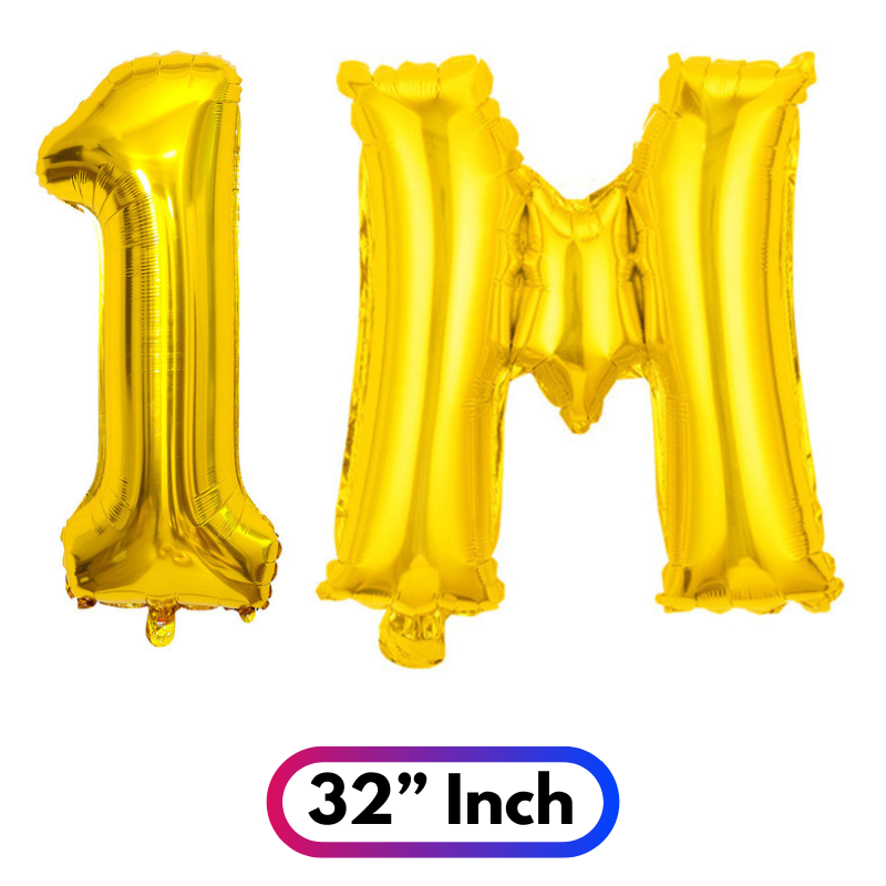 32” Inch Large Number & Letter Foil Balloon – Ideal Content Creation Prop for YouTube, Facebook, Instagram & TikTok Milestone Party Celebrations (1 Pcs)