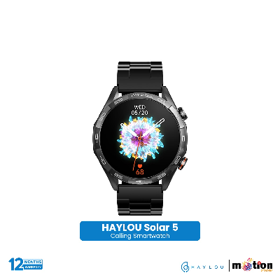 Picture of Haylou Solar 5 1.58" AMOLED Display BT Calling Smart Watch ( Metallic + Silicone ) Strap - Black