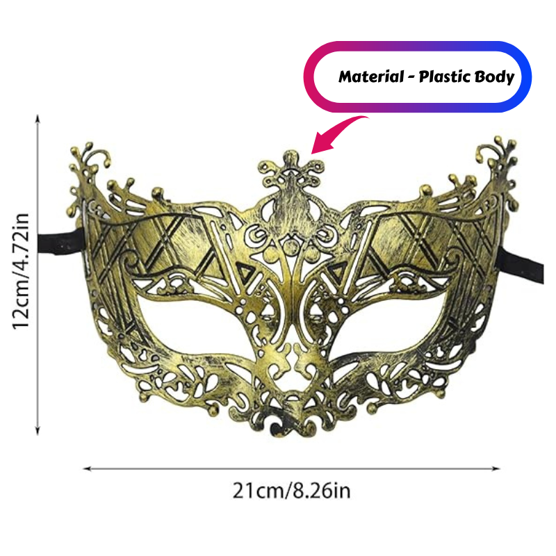 Versatile Masquerade Eye Mask for Men & Women | Venetian Half Face Party Mask for Proms, Weddings, and Fancy Parties- (1 Pcs)