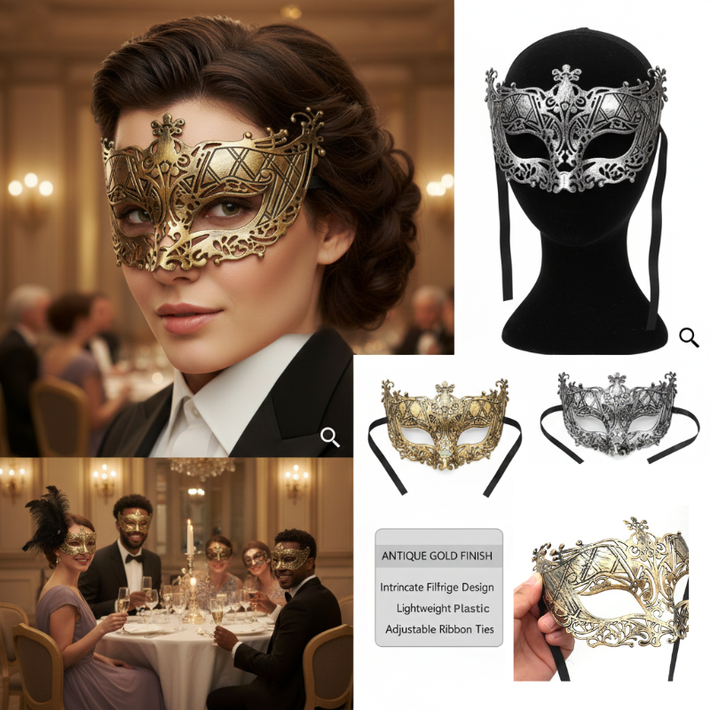 Versatile Masquerade Eye Mask for Men & Women | Venetian Half Face Party Mask for Proms, Weddings, and Fancy Parties- (1 Pcs)