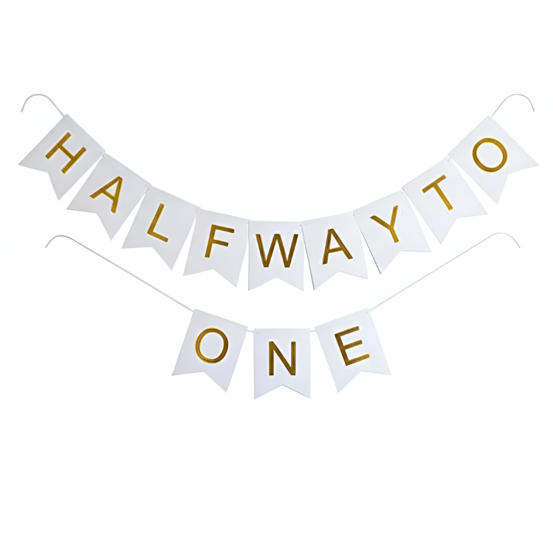 Half Way to One Birthday Card Banner – Elegant 6 Month Milestone Decoration Pack for Half Birthday Party- (1 Pcs)