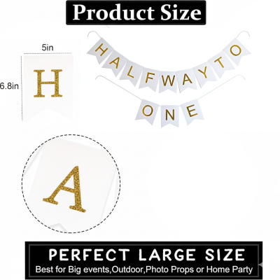 Half Way to One Birthday Card Banner – Elegant 6 Month Milestone Decoration Pack for Half Birthday Party- (1 Pcs)