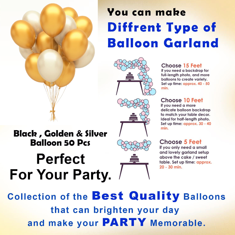 Halfway to One Birthday Decor Set –6th Month Birthday Combo with Gold Confetti Balloons & Fairy Lights for Boys and Girls- (54 Pcs)