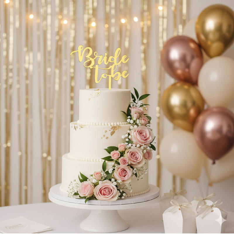 Bride To Be Cake Topper, Bridal Shower Decor, Gold Cake Topper, Bachelorette Party, Wedding Cake Accessory, Future Mrs Decor, Gold Finish Topper, Bridal Party Supplies, Cake Decoration, Engagement Cake Topper