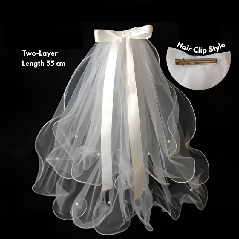 Complete Bridal Shower Party Decoration Kit –Sash, Bride Tiara, and Double Layer Bridal Veil for Bachelorette Party- (3 Pcs)