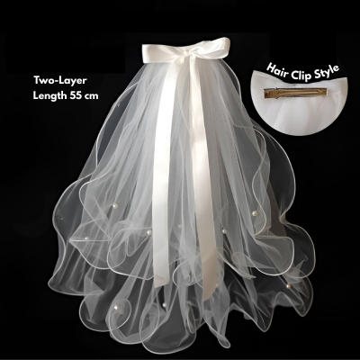 Complete Bridal Shower Party Decoration Kit –Sash, Bride Tiara, and Double Layer Bridal Veil for Bachelorette Party- (3 Pcs)