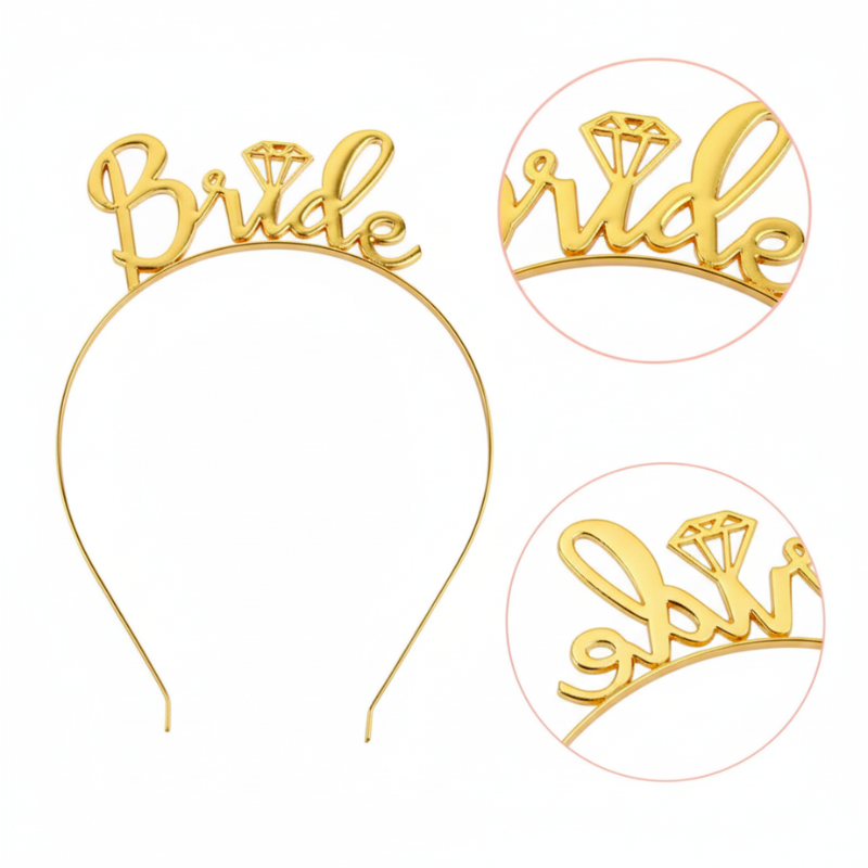 Bride To Be Headband Tiara Set | Premium Metal Body "Bride To Be" Tiara Headband for Bridal / Bachelorette Party- (1 Pcs)