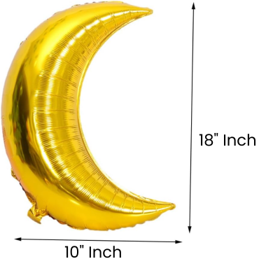 Ramadan Mubarak Decor Pack- Moon Foil Balloon & Ramadan Banner Set with Easy Installation Double Sided Tape- (3 Pcs)
