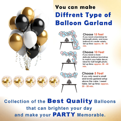 Eid Mubarak Celebration Package with Golden Crescent Moon Foil Balloon and Elegant Black and Gold Theme Decor- (56 Pcs)