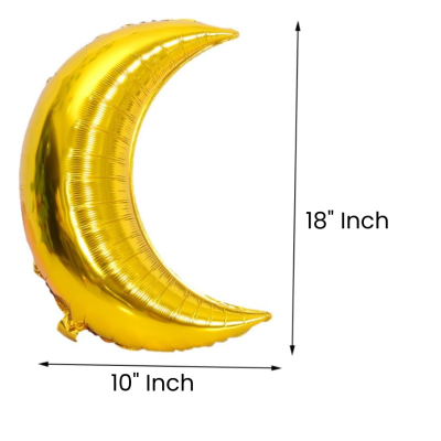 Golden Moon Shaped Foil Balloon – 18 Inch Moon Balloon for Kids' Birthday, Eid and Festive Room Decoration- (1 Pcs)