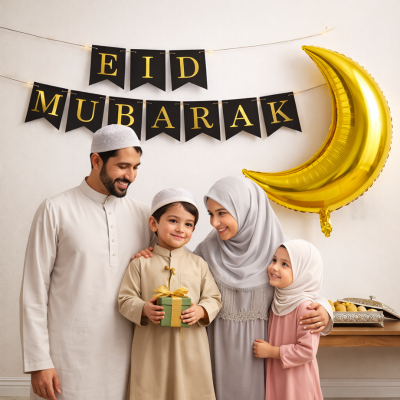Golden Moon Shaped Foil Balloon – 18 Inch Moon Balloon for Kids' Birthday, Eid and Festive Room Decoration- (1 Pcs)