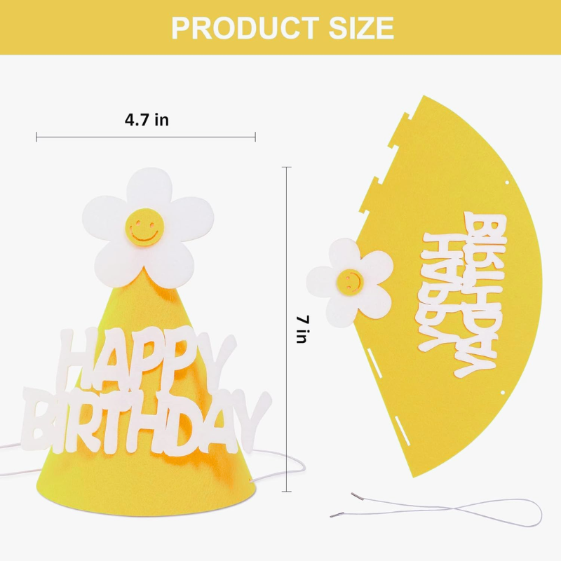 High-Quality Happy Birthday Hat – Aesthetic Birthday Cap with Strap for Kids and Toddlers (1 Pcs)