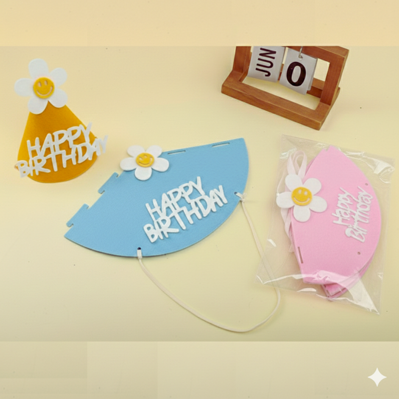 High-Quality Happy Birthday Hat – Aesthetic Birthday Cap with Strap for Kids and Toddlers (1 Pcs)
