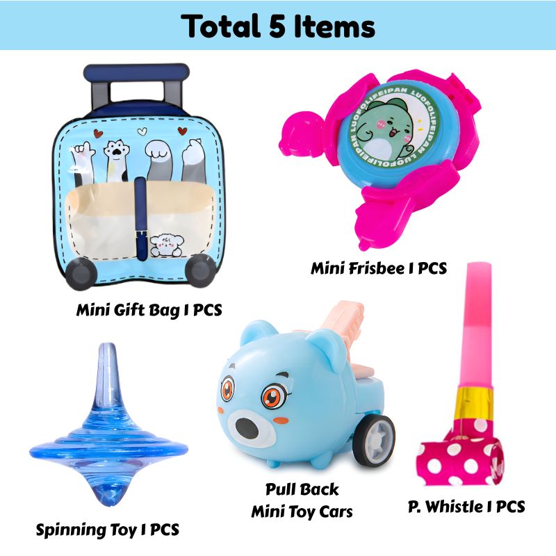 Creative Birthday Party Return Gift – Mini Luggage Gift Bag with Cute Toys for Kids' Special Day Guest Rewards and Return Gifting (Pack of 5)