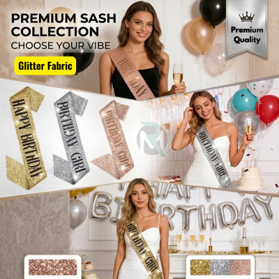 Glittery Birthday Girl Sash - Festive Shoulder Strap for Birthday Celebrations for Women & Girl- (Pack of 1 Pcs)