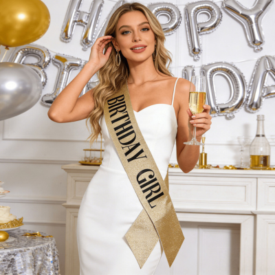 Glittery Birthday Girl Sash - Festive Shoulder Strap for Birthday Celebrations for Women & Girl- (Pack of 1 Pcs)