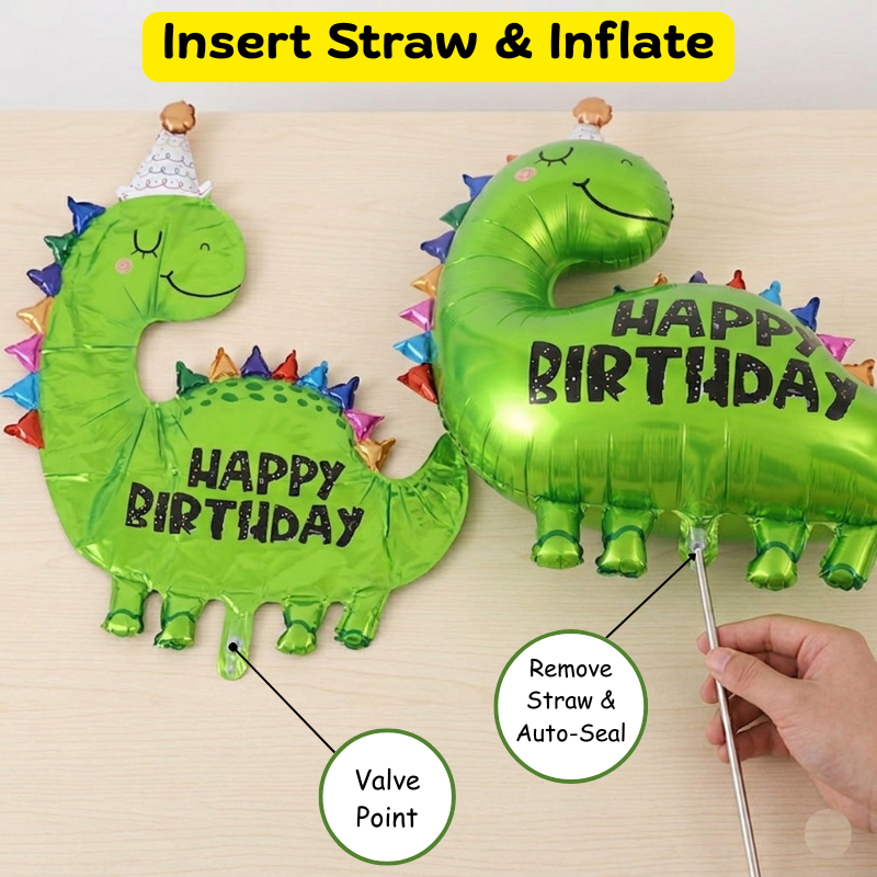 Dinosaur Shape Foil Balloons - Animal Jungle Theme Party Decor for Boys & Girls- (1 Pcs)