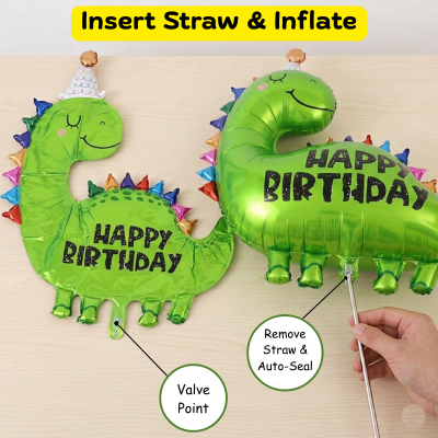 Dinosaur Shape Foil Balloons - Animal Jungle Theme Party Decor for Boys & Girls- (1 Pcs)