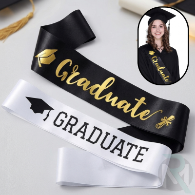 Luxury "Congrats Grad" Graduation Sash - Finally Graduated for Graduation Party Decorations and Convocation Events- (1 Pcs)