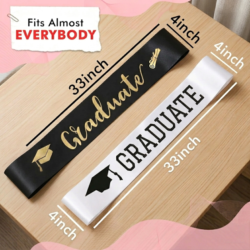 Luxury "Congrats Grad" Graduation Sash - Finally Graduated for Graduation Party Decorations and Convocation Events- (1 Pcs)