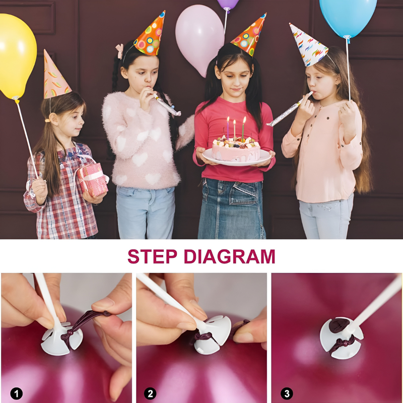 Premium Balloon Stick & Cup Set – Reusable Plastic Balloon Stand Holders for Birthday, Wedding, and Party Decorations- (10 Pcs)