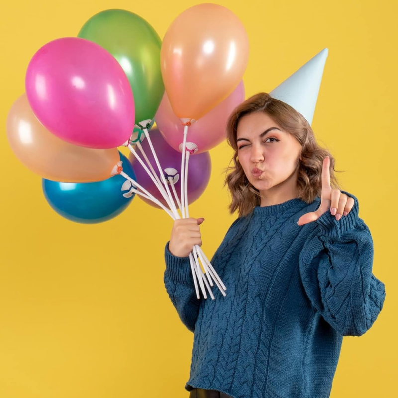 Premium Balloon Stick & Cup Set – Reusable Plastic Balloon Stand Holders for Birthday, Wedding, and Party Decorations- (10 Pcs)
