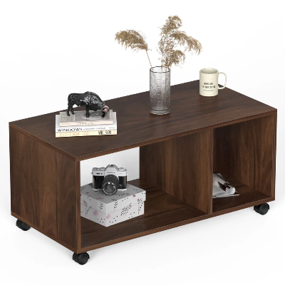 Picture of Taury Coffee Table / Teapoy Console Table with Wheels or Casters for Sofa Set Living Room Home Hall Furniture