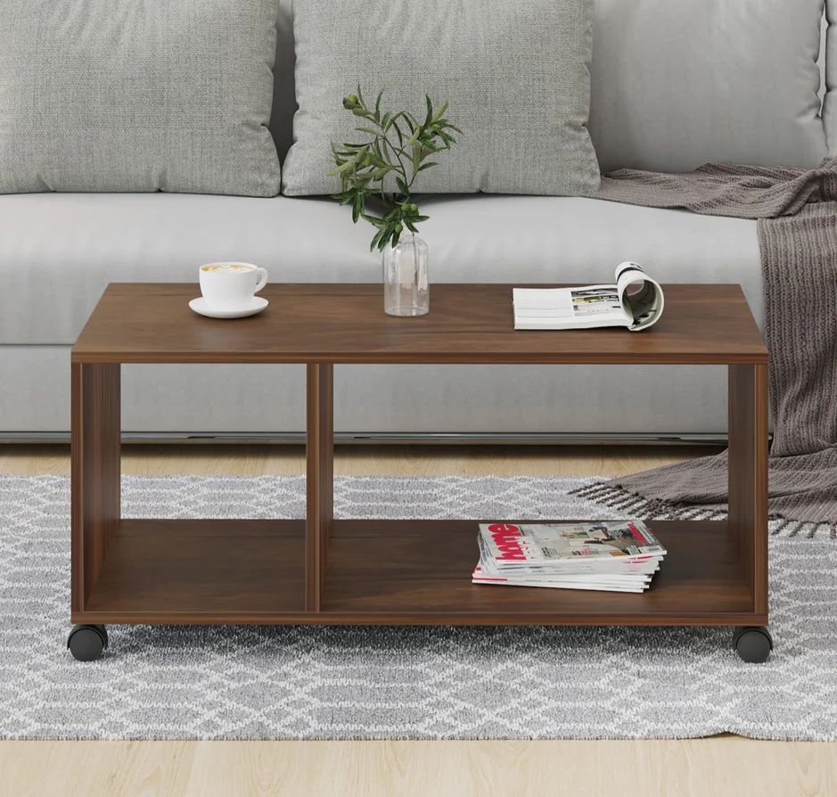Picture of Taury Coffee Table / Teapoy Console Table with Wheels or Casters for Sofa Set Living Room Home Hall Furniture