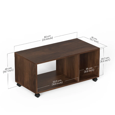 Picture of Taury Coffee Table / Teapoy Console Table with Wheels or Casters for Sofa Set Living Room Home Hall Furniture