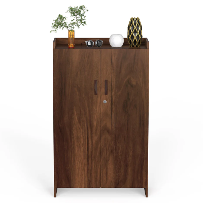 Picture of Brooklyn Tall Engineered Wood 2 Doors Storage Books & File Cabinet Organizer, Slipper Footwear Stand with Lock Shoe Rack