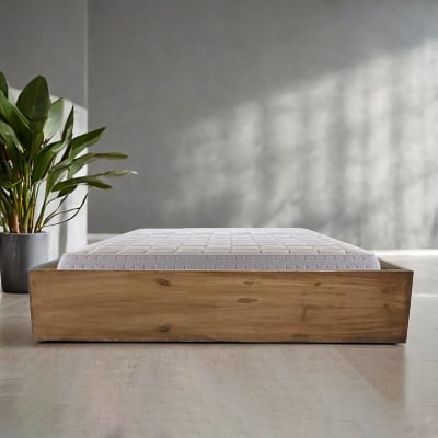 Picture of Bed solid wood floor bed double bed 60inc by 81 inc 8 inc high - Gold - Double