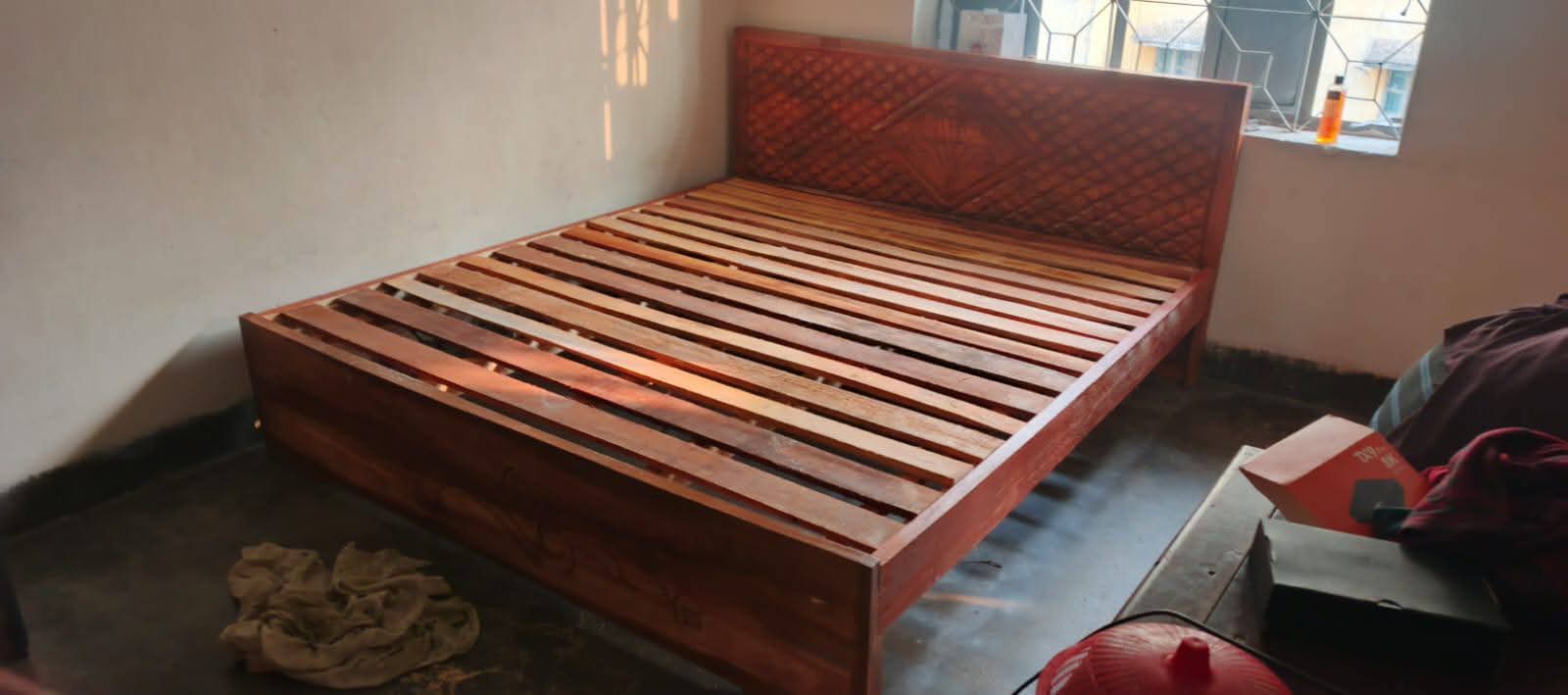 Picture of New solid koroi wood bed king size 6by 7 feet 71 by 81 inches - Brown - King