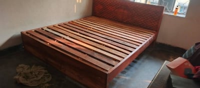 Picture of New solid koroi wood bed king size 6by 7 feet 71 by 81 inches - Brown - King