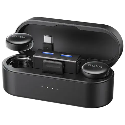 Picture of BOYA BOYALINK 3 AI-Powered Button-Sized AI Noise Cancellation Wireless Microphone, 300 Meter, Mono / Stereo / Safety Track , Megnatic / Plastic.
