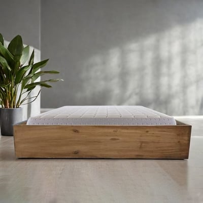 Picture of Bed solid wood floor bed double bed 60inc by 81 inc 8 inc high - Gold - Double