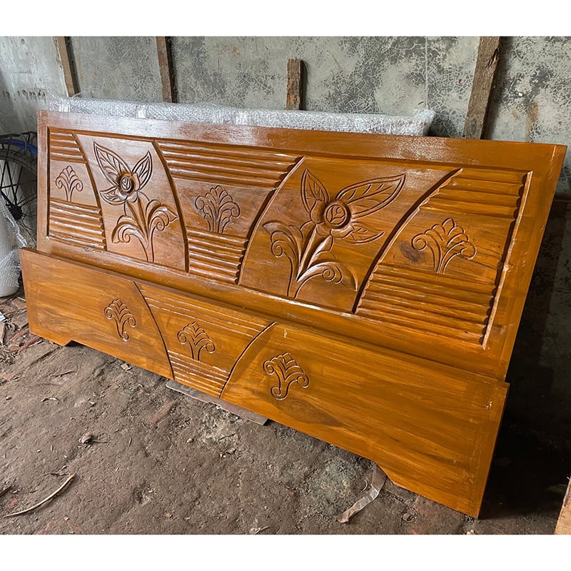 Picture of Bed khat English semibox solid wood king size 72by 81 inc - Brown - King