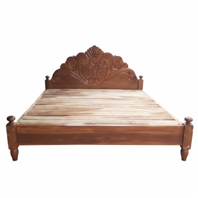 Picture of Bed khat palong solid wood king size 72 inc by 81 inc - Brown - King