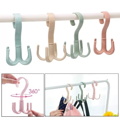 Picture of 360 Degree Rotated 4 Hooks Plastic Hanger Multicolor