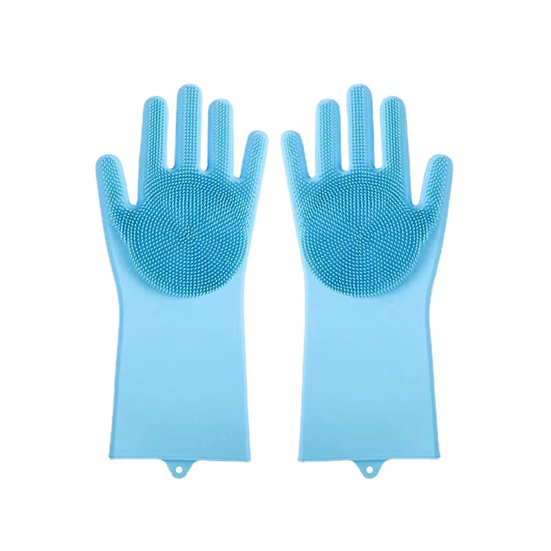 Picture of High Quality Silicone Dish Washing Kitchen Hand Gloves - 2pcs 