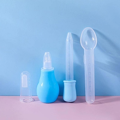 Picture of 4 Pcs Kit Baby Health Care Set (Nose Cleaner, Dropper, Finger Brush, Medi Spoon) - Color as per stock Multicolor