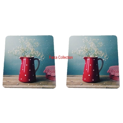 Picture of Table Coasters Square Bamboo Placemat Heat Insulation Hollow Pad Desk Pot Cup Mat Table Mat Decorations Kitchen Accessory (2 Pcs ) Multicolor