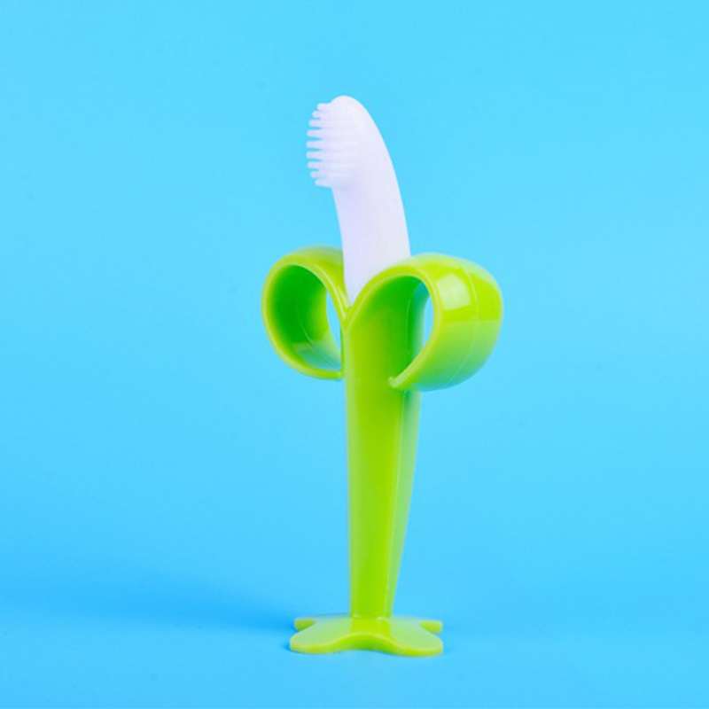 Picture of Baby Training Silicone Toothbrush BPA Free Banana Shape Safe Teether Toy Teething Ring Baby Gift 