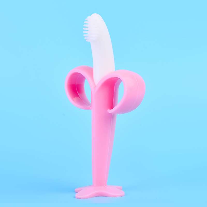 Picture of Baby Training Silicone Toothbrush BPA Free Banana Shape Safe Teether Toy Teething Ring Baby Gift 