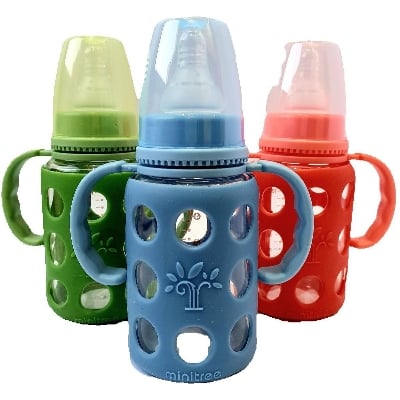 Picture of Baby Glass Feeder 120 ml/40z (Silicon Cover) Multicolor