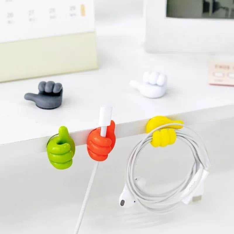 Picture of 6 Pcs Multifunctional Clip Holder Thumb Hooks Wire Organizer Wall Hooks Hanger Strong Wall Holder for Kitchen Bathroom Multicolor