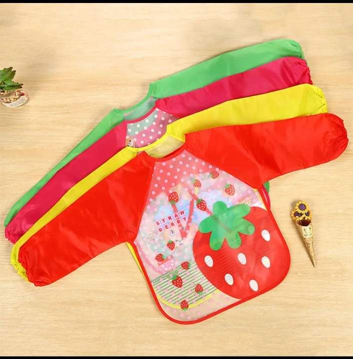Picture of New eva baby waterproof overalls children's long-sleeved reverse-wearing eating clothes baby bibs bibs jama bib Multicolor