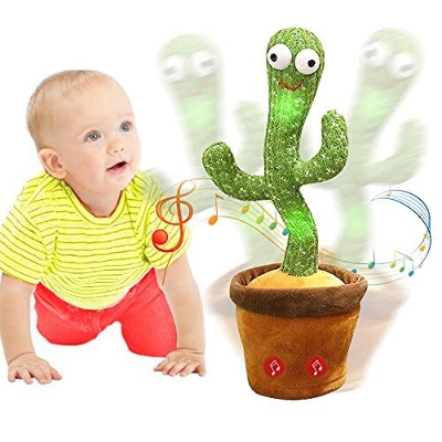Picture of Dancing & Talking Cactus 120 Song Speaker Talking USB Charging Voice Repeat plush Cactus Dancer toy talk Plushie Stuffed toys Multicolor