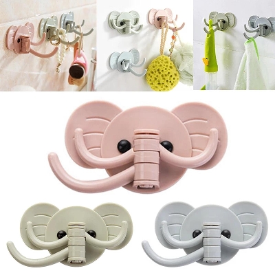 Picture of (4pis) Wall Hooks, Rotary Self-Adhesive Wall Trackless Hook Kitchen Bathroom Door Towel Bag Rack Multicolor